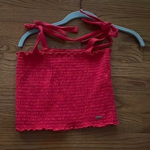 Red tank top with tie sleeves